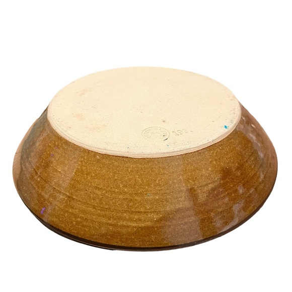 Jugtown Stoneware Pottery, Organic Two Tone Dark Browns, Leaf Print, 10 1/2” - Picture 2 of 6